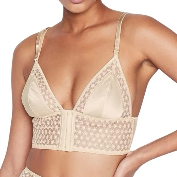 2019 Victoria’s Secret Luxe Lingerie Starburst Longline Triangle Bra Size Medium - Picture 3 of 7